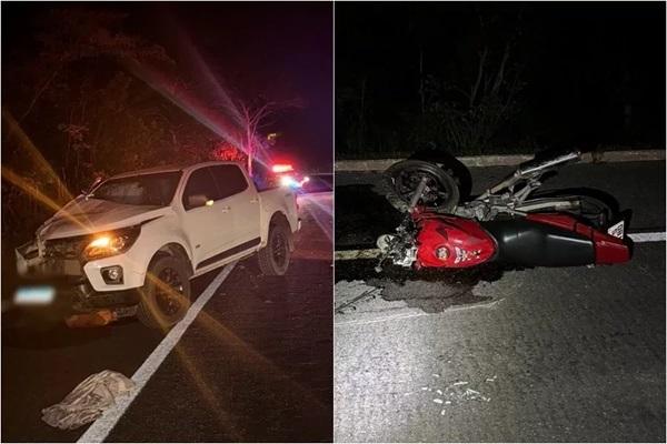 Colisão entre carro e moto no norte do Piauí(Imagem:Divulgação/PRF)