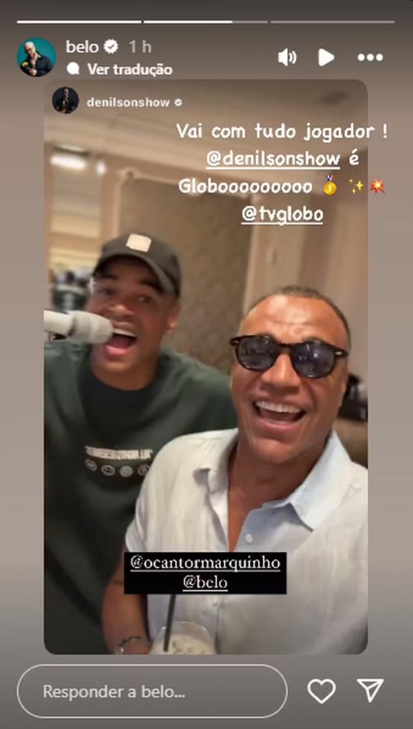 Belo parabenizou Denílson por contratação.(Imagem:Reprodução/Instagram)