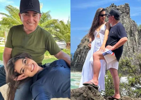 Amado Batista, de 74 anos, está noivo da Miss Universo Mato Grosso Calita Franciele, de 23.(Imagem: Reprodução/Instagram)