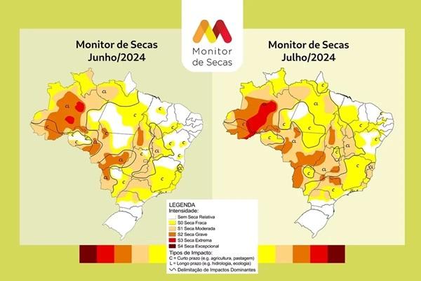 Mapas de junho e julho de 2024 (Imagem:Reprodução)