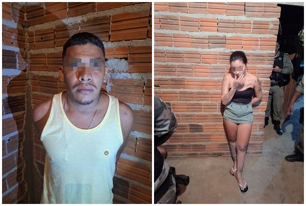 Força Tática de Floriano prende casal com arma, drogas e celulares no bairro Princesa do Sul.(Imagem:Divulgação/PM)