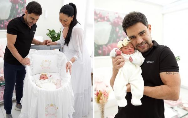 Zezé Di Camargo e Graciele posam com a filha, Clara.(Imagem:Hanna Rocha/Divulgação)