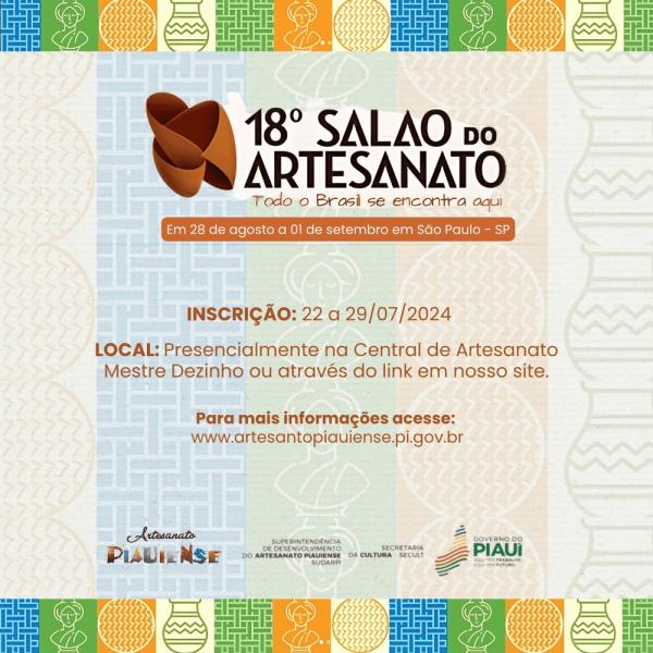 As inscrições seguem até o dia 29 de julho para os artesãos e entidades interessadas em comercializar seus produtos no evento.(Imagem:Divulgação)