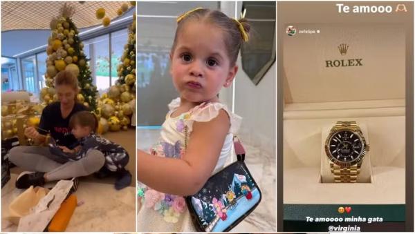 Virginia presenteou as filhas com bolsas da Louis Vuitton e Zé Felipe com um rolex.(Imagem:Reprodução/Instagram)