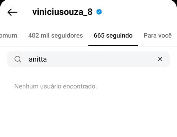 Vinicius Souza deixa de seguir Anitta (Imagem:Reprodução/Instagram)