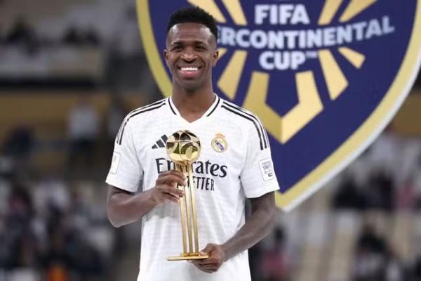 Vini Jr é eleito o melhor jogador da Copa Intercontinental após Real Madrid x Pachuca.(Imagem:Getty Images)