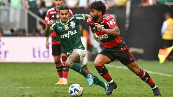 Dudu pelo Palmeiras, e Gabigol pelo Flamengo.(Imagem:Reprodução)