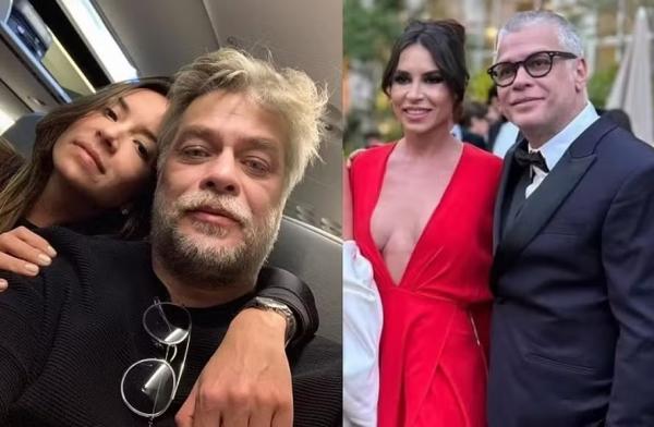 Mel Pedroso e Fábio Assunção quando namoraram em 2019 e no Festival de Cannes em maio.(Imagem:Reprodução/Instagram)