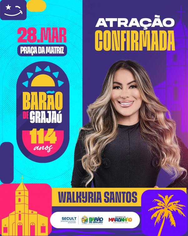 Barão de Grajaú celebrará 114 anos com show especial de Walkyria Santos.(Imagem:Divulgação)