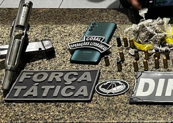 Quatro homens são presos com arma, munições e drogas em Parnaíba.(Imagem:PM-PI)