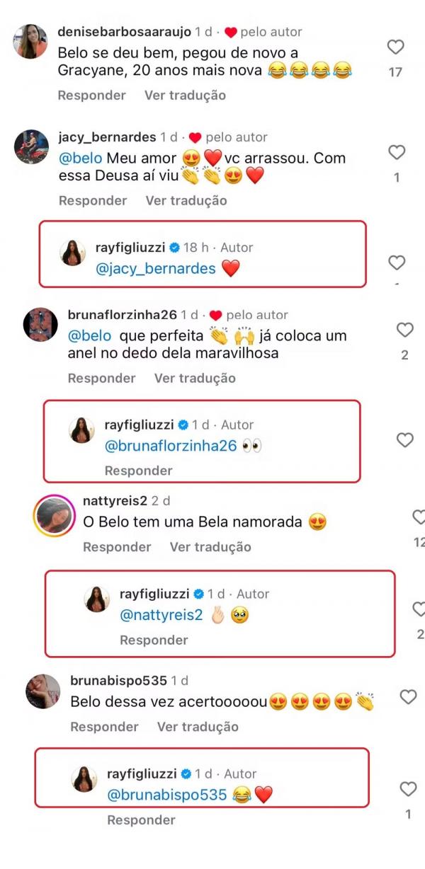 Ray Figliuzzi confirma namoro com Belo.(Imagem:Instagram)