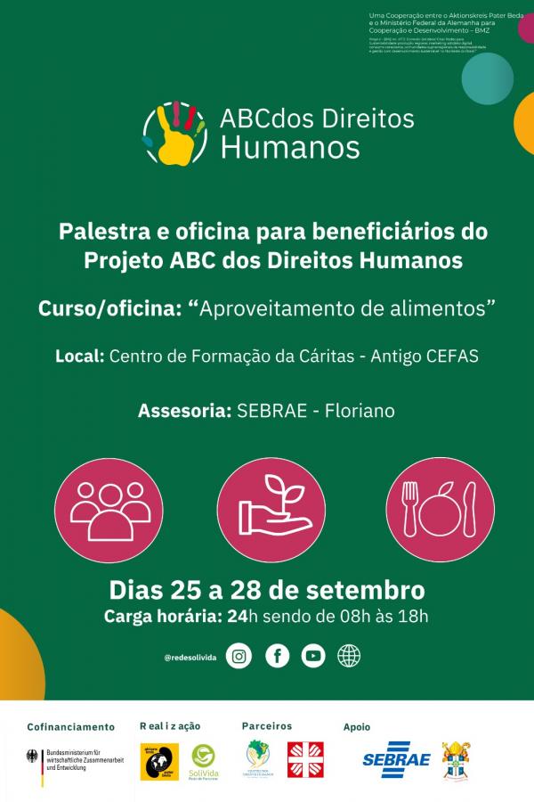 Projeto ABC dos Direitos Humanos promove palestra e oficina sobre aproveitamento de alimentos em Floriano.(Imagem:Divulgação)