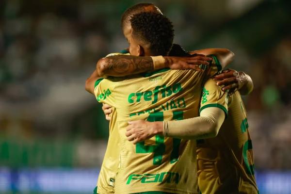 Jogadores do Palmeiras comemoram gol contra o Juventude.(Imagem:Luiz Erbes/AGIF)