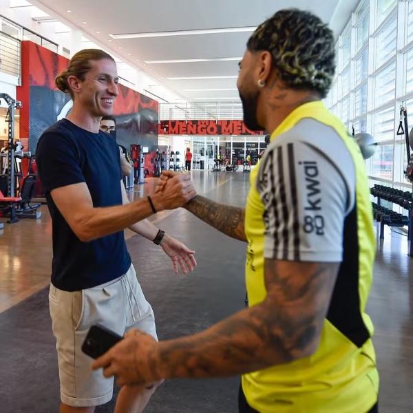 Filipe Luis e Gabigol no Flamengo (Imagem:Marcelo Cortes /CRF)