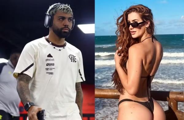 Gabigol e a modelo Thaisa Carvalho(Imagem:Gilvan de Souza e reprodução/ instagram)