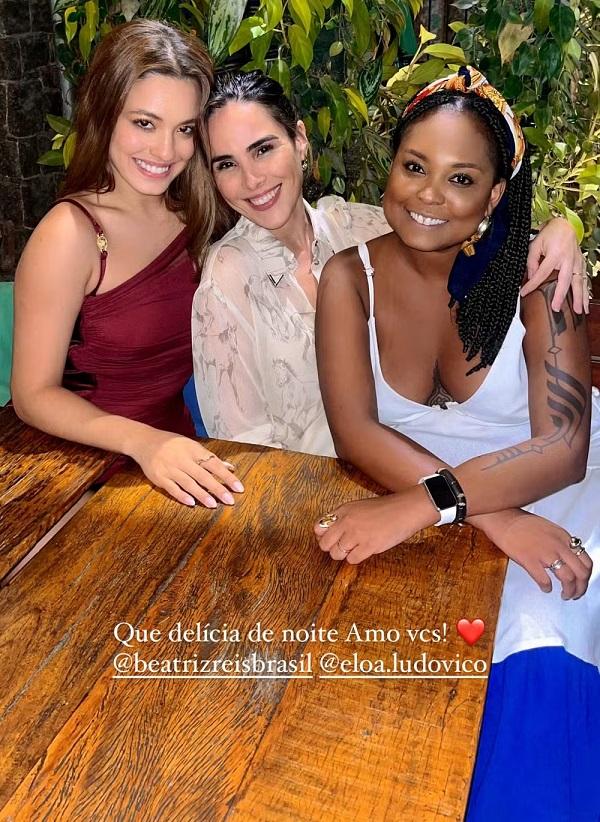 Recém-solteira, Wanessa curte noite com Beatriz Reis e Eloá Ludovico.(Imagem:Reprodução/Instagram)