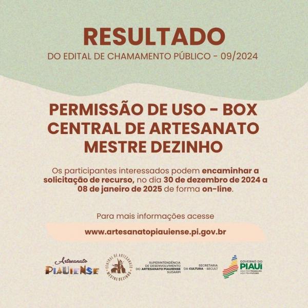 Os interessados devem encaminhar recursos no período de 30 de dezembro de 2024 a 8 de janeiro de 2025.(Imagem:Divulgação)