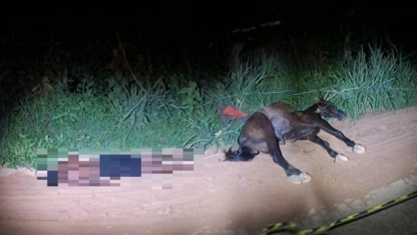 Adolescente e cavalo morrem eletrocutados por fio de alta tensão caído em rua de Bertolínia, no Piauí.(Imagem:Reprodução)