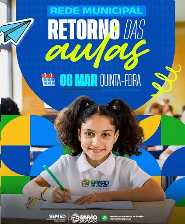 Prefeitura de Barão de Grajaú anuncia data para retorno às aulas na Rede Municipal(Imagem:Divulgação)