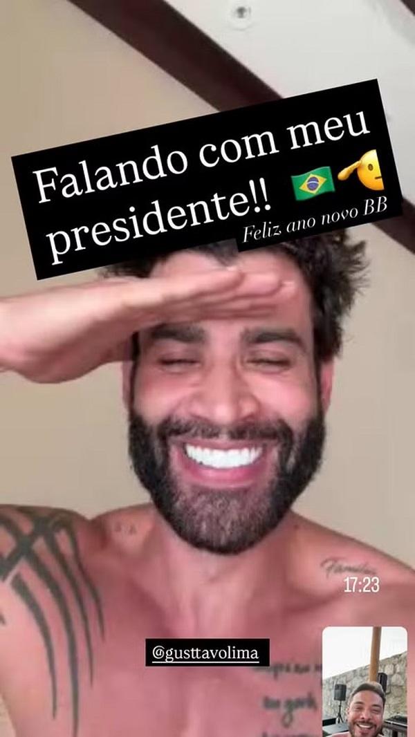 Gusttavo Lima é chamado de ?meu presidente? por Wesley Safadão em vídeo.(Imagem:Reprodução/Instagram)