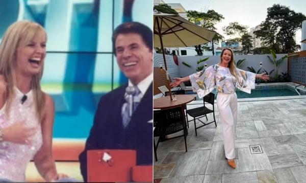 A ex-assistente de palco Alessandra Scatena com Silvio Santos e atualmente.(Imagem:Reprodução/Instagram)