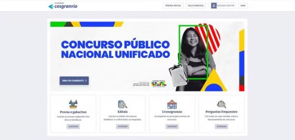 Candidatos deverão acessar o site do Concurso Público Nacional Unificado (CNU) para conferir as notas.(Imagem:Reprodução/Fundação Cesgranrio)