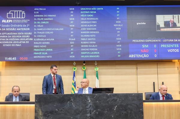 Deputados analisam solicitação de autorização de viagem para o governador.(Imagem:Alepi)