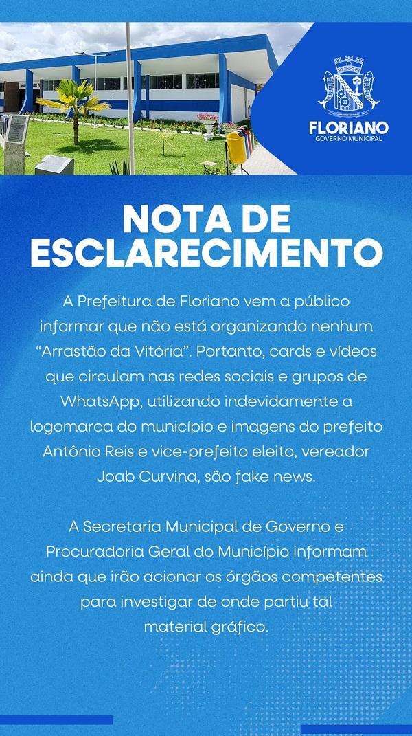 Prefeitura de Floriano esclarece circulação de Fake News sobre 