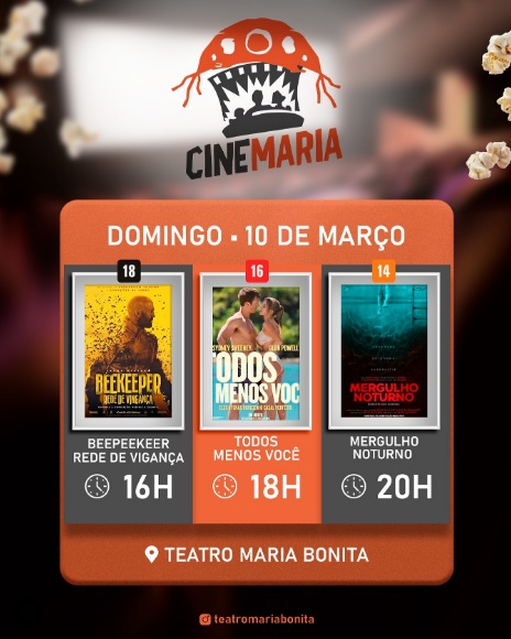 Cine Maria: Domingo de diversão no Teatro Maria Bonita, em Floriano