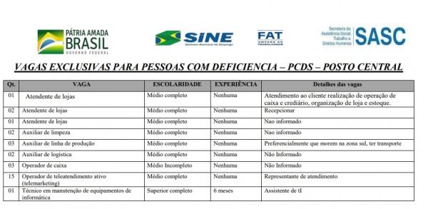 VAGAS PCD(Imagem:Reprodu&ccedil;&atilde;o)