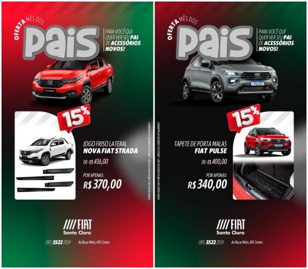Fiat Santa em Floriano: Celebre o m&ecirc;s dos pais com ofertas imperd&iacute;veis em acess&oacute;rios automotivos.(Imagem:Divulga&ccedil;&atilde;o)