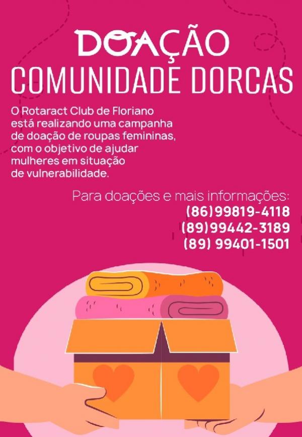Rotaract Club de Floriano realiza campanha de doação para a Comunidade Dorcas