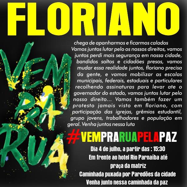 Por mais segurança, Floriano realizará Caminhada da Paz