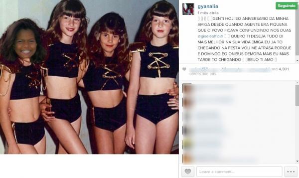 Gyanalia em montagem com a top model Gisele B&uuml;ndchen.(Imagem: Gyanalia/ArquivoPessoal)