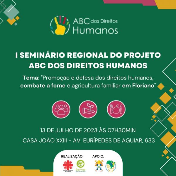 Floriano sediará o I Seminário Regional do Projeto ABC dos Direitos Humanos