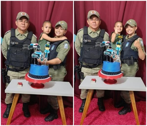 Patrulha Maria da Penha do 3&ordm; BPM de Floriano realiza surpresa emocionante no anivers&aacute;rio do pequeno Theo.(Imagem:Reprodu&ccedil;&atilde;o/Instagram)