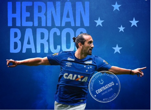 Ex-Palmeiras e Grêmio, Hernán Barcos é anunciado pelo Cruzeiro