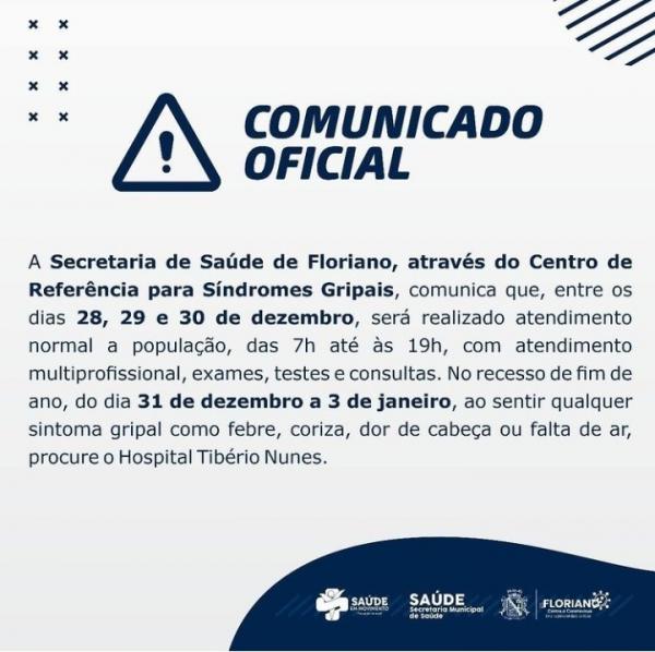 Secretaria de Saúde divulga horário de funcionamento do Centro de Referência para Síndromes Gripais