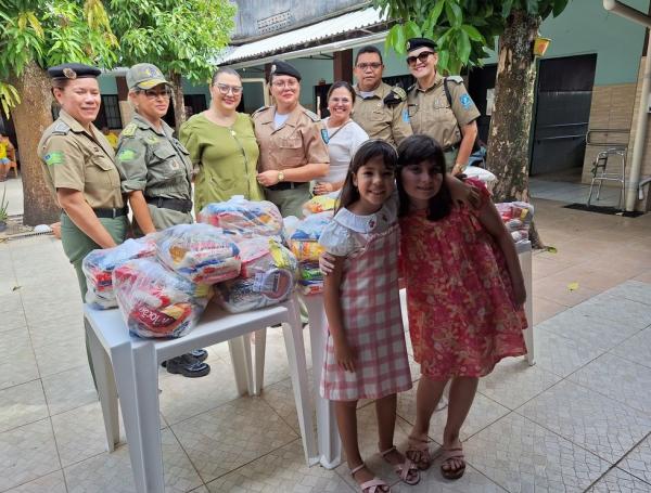 Alice Bandeira arrecadou cestas b&aacute;sicas de alimentos, como presente de anivers&aacute;rio, e doou para o Abrigo S&atilde;o Lucas, em Teresina. (Imagem:Divulga&ccedil;&atilde;o)