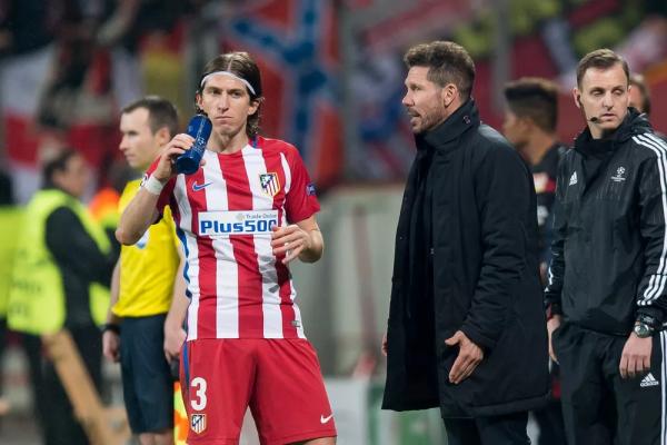 Filipe Luis Diego Simeone Atl&eacute;tico de Madrid.(Imagem:Getty Images)