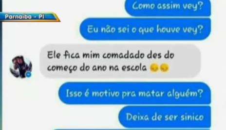 Suspeito de matar colega de escola justifica crime em mensagem