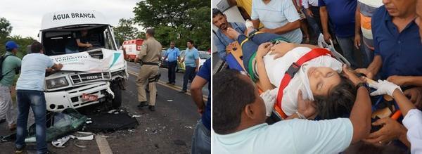 Van envolvida em acidente na BR-316 no Piau&iacute; / Ferida foi encaminhada em estado grave para Teresina.(Imagem:Misael Lima/MPiau&iacute;.com)