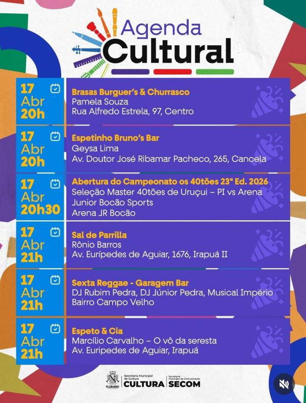 Fim de semana em Floriano promete programação cultural diversificada e muita animação(Imagem:Reprodução/Instagram)