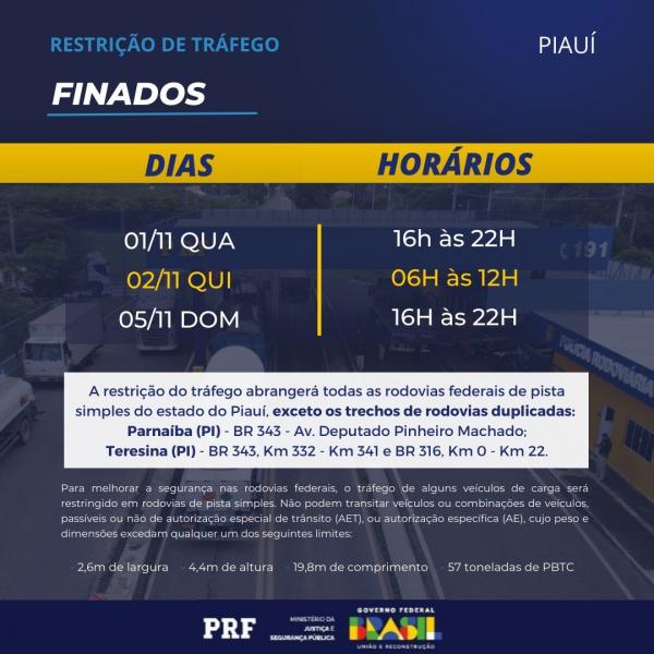 Restri&ccedil;&atilde;o de Tr&aacute;fego no Piaui.(Imagem: Divulga&ccedil;&atilde;o/PRF)