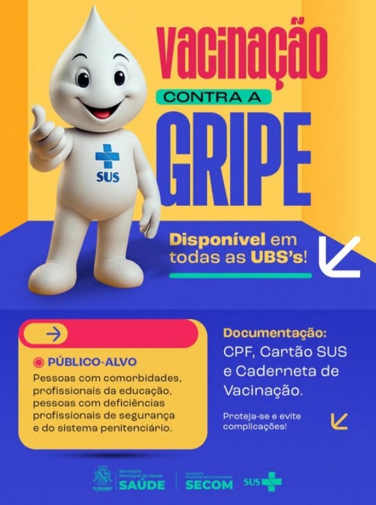 Prefeitura de Floriano reforça importância da vacinação contra a gripe e convoca grupos prioritários
