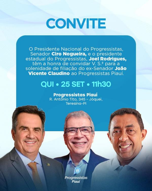  Progressistas filia Jo&atilde;o Vicente Claudino em solenidade com a presen&ccedil;a de Ciro Nogueira(Imagem:Ascom)