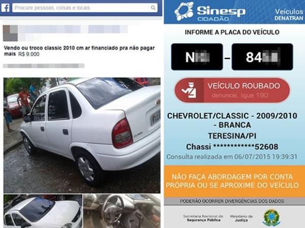 Veículos roubados e furtados são vendidos pela internet no Piauí