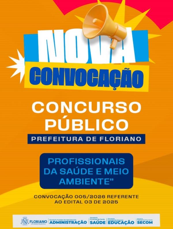 Prefeitura de Floriano divulga nova convocação de aprovados em concurso público