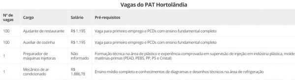 Vagas do PAT Hortol&acirc;ndia(Imagem:Prefeitura de Hortol&acirc;ndia)