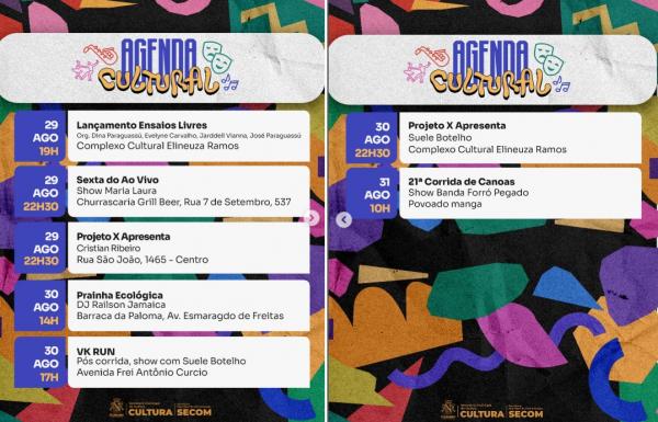 Agenda Cultural de Floriano promete fim de semana de m&uacute;sica, arte e divers&atilde;o(Imagem:Reprodu&ccedil;&atilde;o/Instagram)